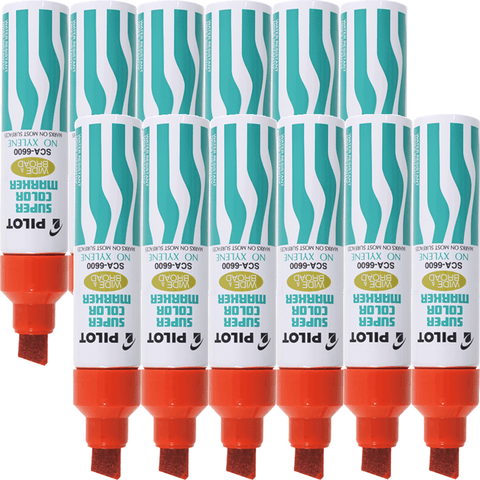 Pilot SCA6600 Box 12 Jumbo Marker Chisel Broad Thick Tip Nib 10mm (Red)