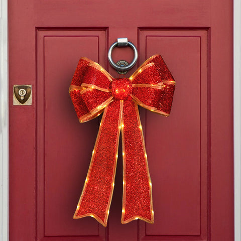 Lexi Lighting Battery Operated LED Lit Bow - Red