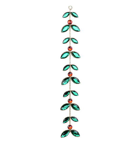 Christmas Warehouse - DECR2609 Regal Emerald & Ruby Gemstone Drop Vine Christmas Tree Ornament | 30cm 50mm x 5mm x 30cm