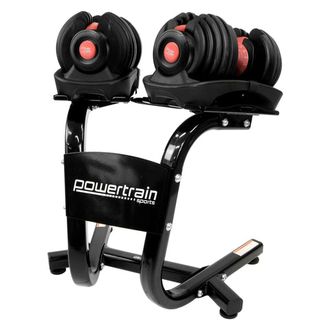 Powertrain Adjustable Dumbbells Set Home Gym Exercise Free Weights 48kg with Stand (Red)