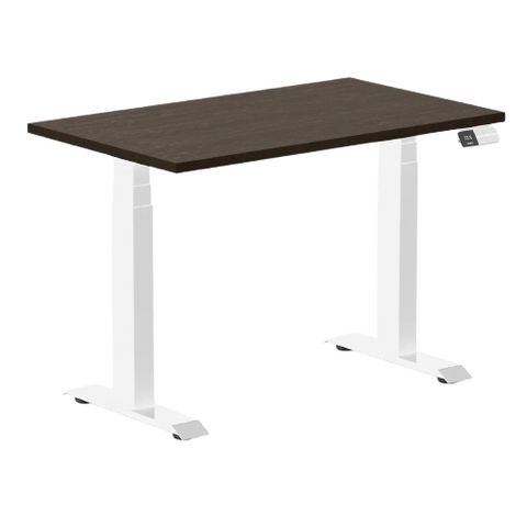Desky Dual Mini Bamboo Sit Stand Desk 100cm (Dark Bamboo Desktop/White Frame)