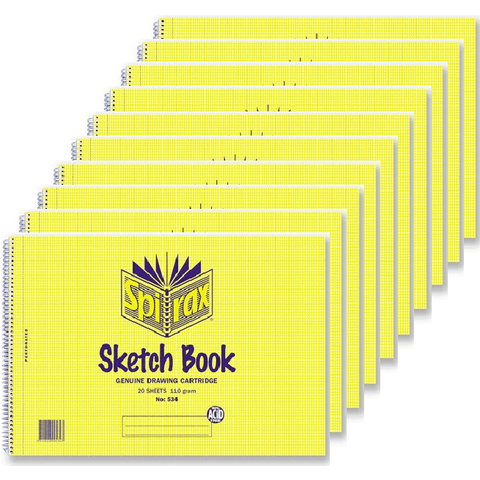 Spirax 534 Sketch Book Spiral Bound 40 Page A4 Pack 10