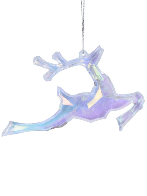 Christmas Warehouse - DECRH986 Radiant Iridescent Leaping Reindeer Whimsical Essential Ornament | 14cm Iridescent
