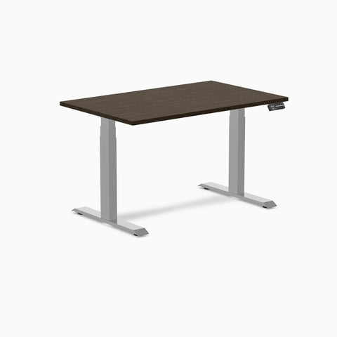 Desky Dual Bamboo Sit Stand Desk 120cm Dark Bamboo Desktop and Grey Frame