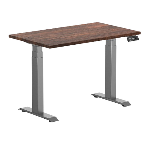 Desky Dual Mini Softwood Sit Stand Desk 100cm American Rustic Pine Desktop and Space Grey Frame