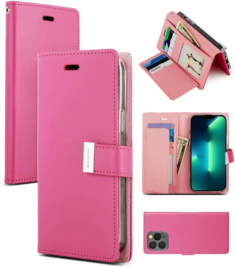 Goospery Rich Diary case for iPhone 15 Pro - Hot Pink