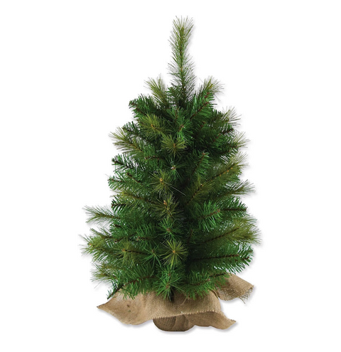 65cm Balsam Pine & Fir Needle Tabletop Tree | 104 Tips & Burlap Base Green