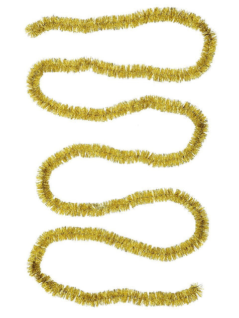 Christmas Warehouse - TINN7117 Classic 6ply Gold Metallic Fir Christmas Tinsel Garland | 5m x 50mm Gold