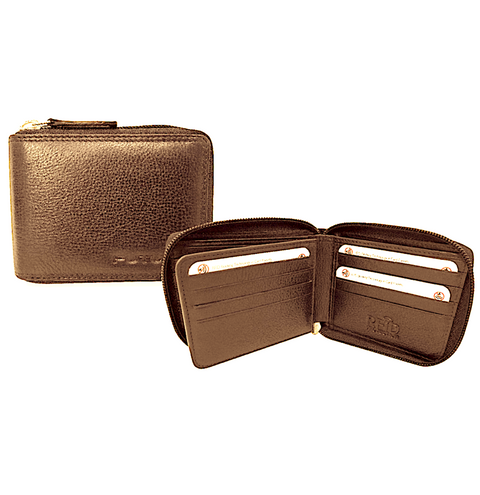 Futura Leather Zip Around Mens Genuine Leather Wallet with RFID Protection - Tan