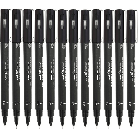 Uni-Ball 200 Pin Fineliner Pen Thin Black (0.1mm) [Box 12]