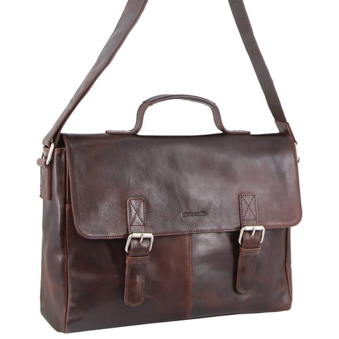 Pierre Cardin Leather 15" Laptop Bag (Dark Chocolate)