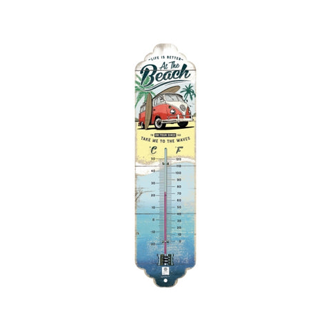 Nostalgic-Art Wall Metal Thermometer VW Buli Beach 28x6.5x2cm