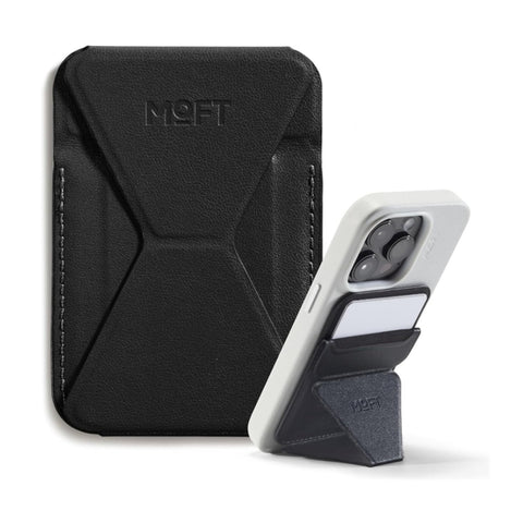 MOFT Snap-On Magnetic iPhone Stand & Wallet Vegan Leather Jet Black Slim