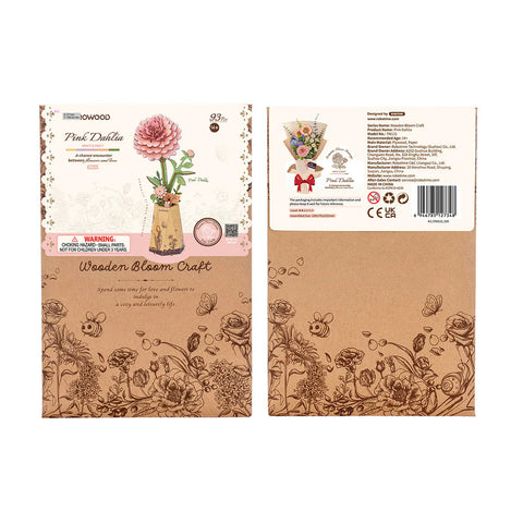 Robotime Wood Bloom Pink Dahlia