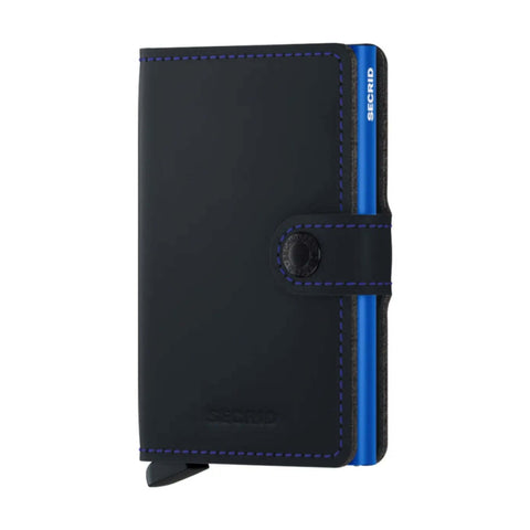 Secrid Miniwallet Compact RFID Aluminium Leather Card Wallet Black/Blue