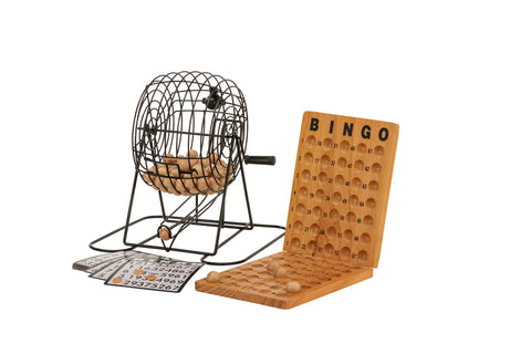 Jenjo Games Bingo 75-Player Set with Metal Cage & Wooden Scoreboard