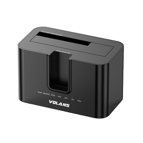 Volans Dual Bay USB-C Aluminium Docking Station for M.2 NVMe SSD + 2.5in/3.5in SATA HDD with Clone (VL-DS50)