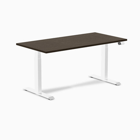Desky Dual Bamboo Sit Stand Desk 120cm Bamboo Desktop and White Frame