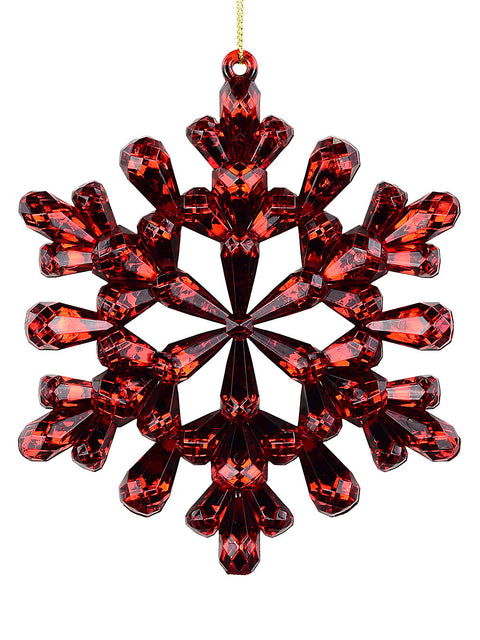 Christmas Warehouse - DECR2639 Signature Red Translucent Jewel Snowflake Christmas Tree Ornament | 12cm Red