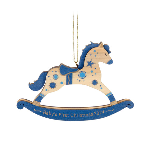 Baby Boy's First Christmas Rocking Horse Wood - Hallmark Keepsake Christmas Ornament