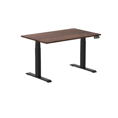 Desky Dual Softwood Sit Stand Desk 120cm American Rustic Pine Desktop and Matte Black Frame