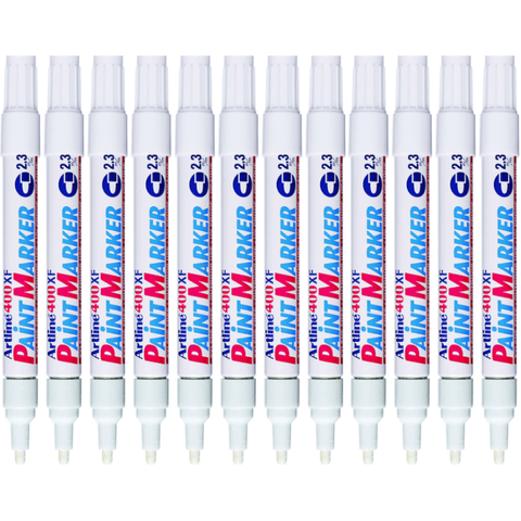 Artline 400XF Box 12 Paint Marker Pen Bullet 2.3mm Tip (White)
