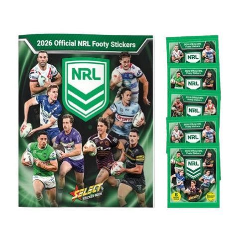 Select Cards 2026 NRL Rugby Stickers Book Album w/ 5 Packs
