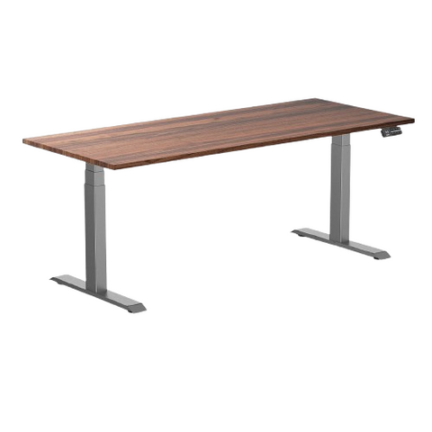 Desky Dual Hardwood Sit Stand Desk 180cm Walnut Desktop and Space Grey Frame