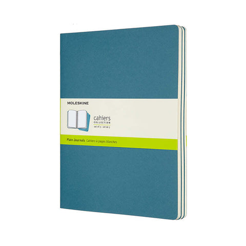 Moleskine Cahier Soft Cover Notebook Plain Set X-Large (Brisk Blue) [3-Pieces]