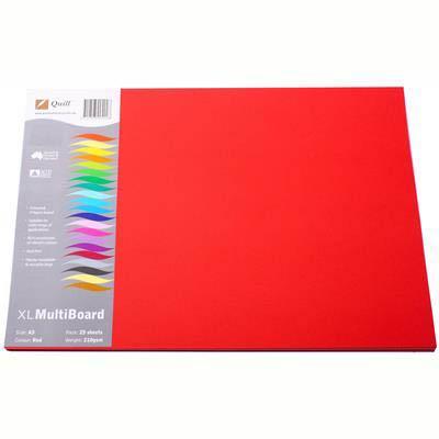 Quill XL Multiboard Paper 210GSM A3 Red Pack 25