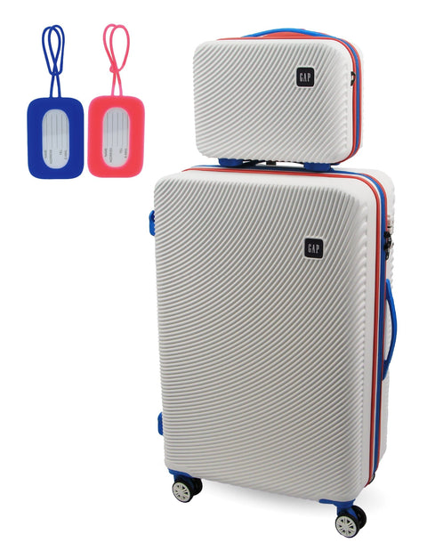 GAP Large Hard-Shell Luggage & Mini Beauty Travel Case Set w/ Tag White