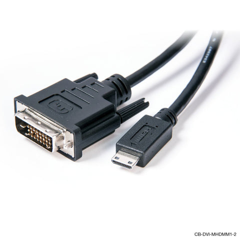 Connect Cable Male Mini HDMI to DVI Cable 2m Connector Cord For PC/Monitor Black
