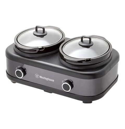 Westinghouse 2 Pot Slow Cooker - Black/Stainless Steel WHSC06KS