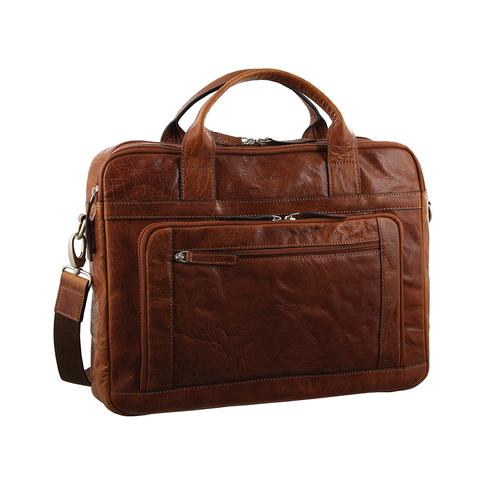 Pierre Cardin Leather 15" Laptop Bag (Chestnut)