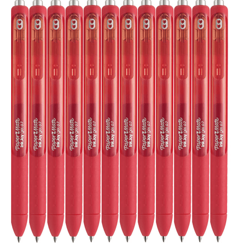 Papermate Box 12 Inkjoy Gel Pen Retractable Medium 0.7mm (Red)