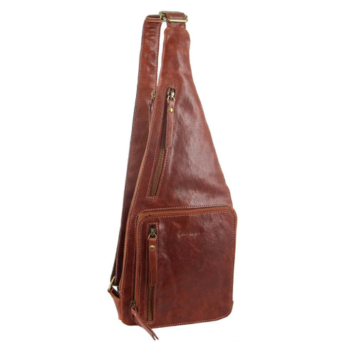 Pierre Cardin Leather Sling Bag (Chestnut)