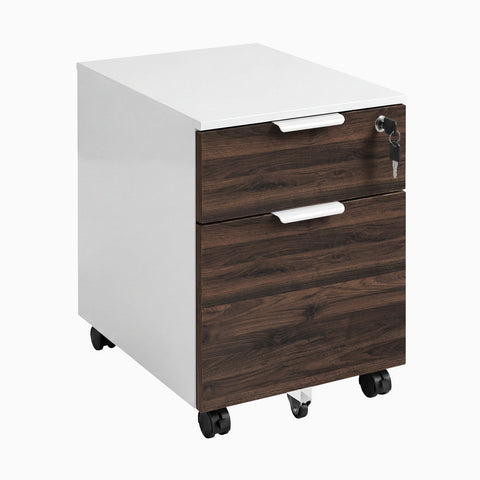 Desky Minimal Filing Cabinet - White / Jarrah Legno Melamine