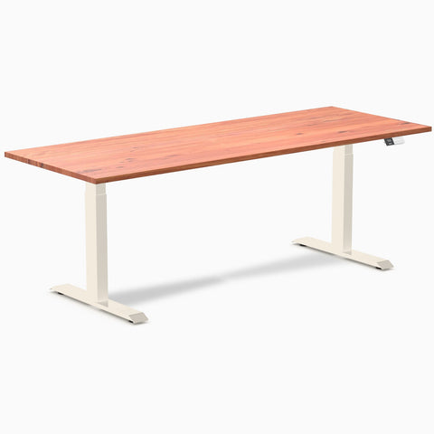 Desky Dual Softwood Sit Stand Desk 200cm Red Cedar Desktop and Wheat Frame