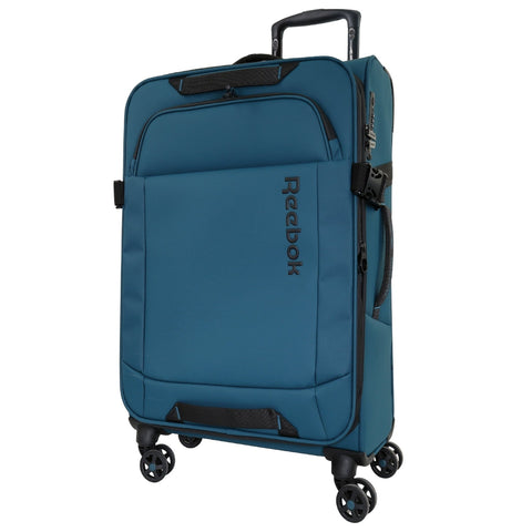 Reebok Pro Large Leather Film Soft Shell Suitcase Travel Luggage 78cm Teal