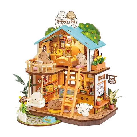 Robotime DIY Mini House Puppys Cozy Villa