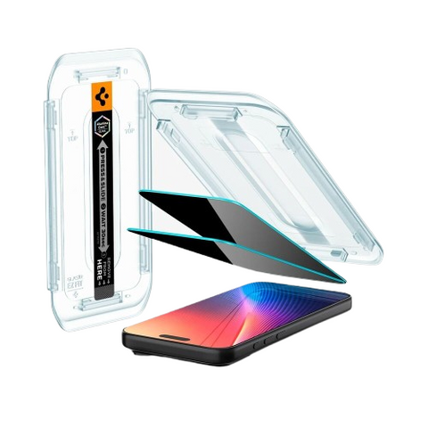 SPIGEN EZ Fit Privacy 2PCS Glass Screen Protector for iPhone 17/17 Pro/16 Pro (Black)