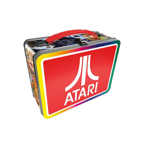 Aquarius Tin Carry All Atari Fun Box Food Storage Lunchbox with Handle Square