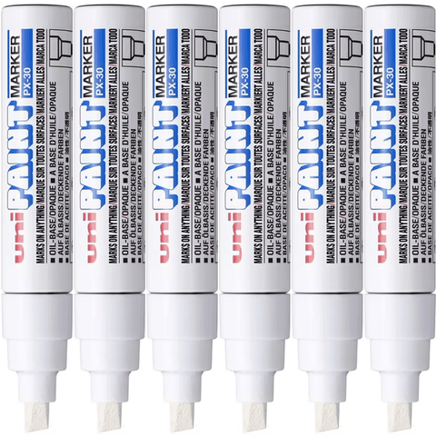 Uni-Ball PX30 Box 6 Paint Marker Chisel Tip 8mm Bold (White)