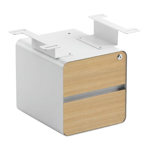 Desky Minimal Under Desk Cabinet - Sublime Teak Melamine / White