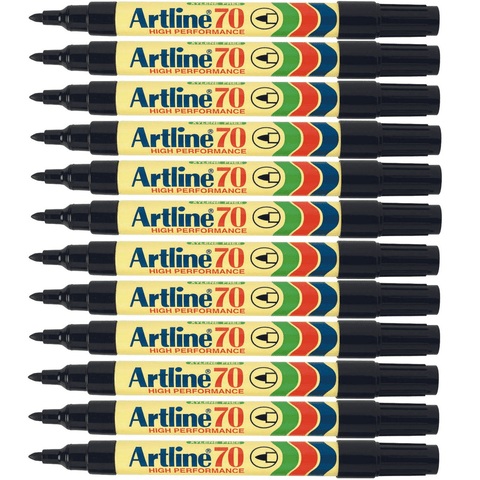 Artline 70 Box 12 Permanent Marker 1.5mm Bullet Tip (Black)