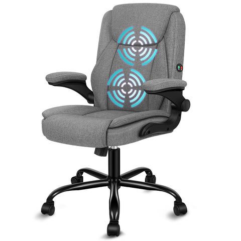 ALFORDSON Massage Office Chair Executive Computer Seat Linen Fabric (Grey)