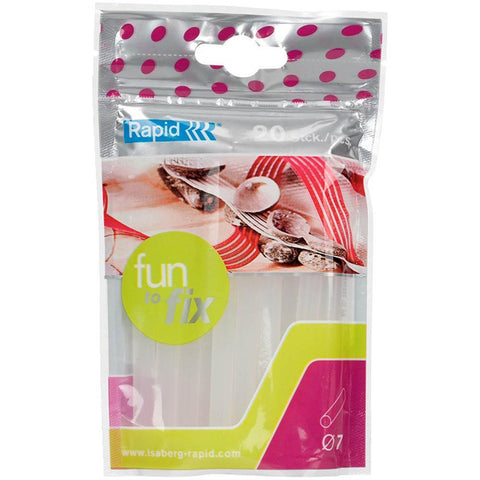 Rapid Point Glue Sticks 7mm Transparent Clear Pack 20