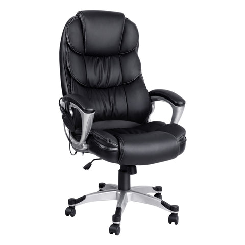 Artiss 8 Point Massage Office Chair Heated Seat PU (Black)