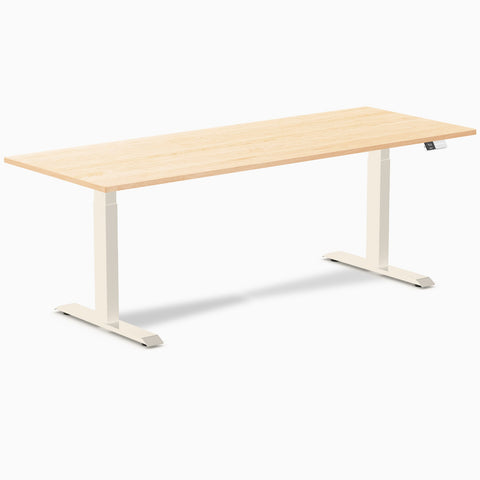 Desky Dual Hardwood Sit Stand Desk 200cm Maple Desktop and Wheat Frame