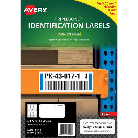 Avery 959221 Extra Strong Triplebond Labels 63.5x33.9mm White Pack 10